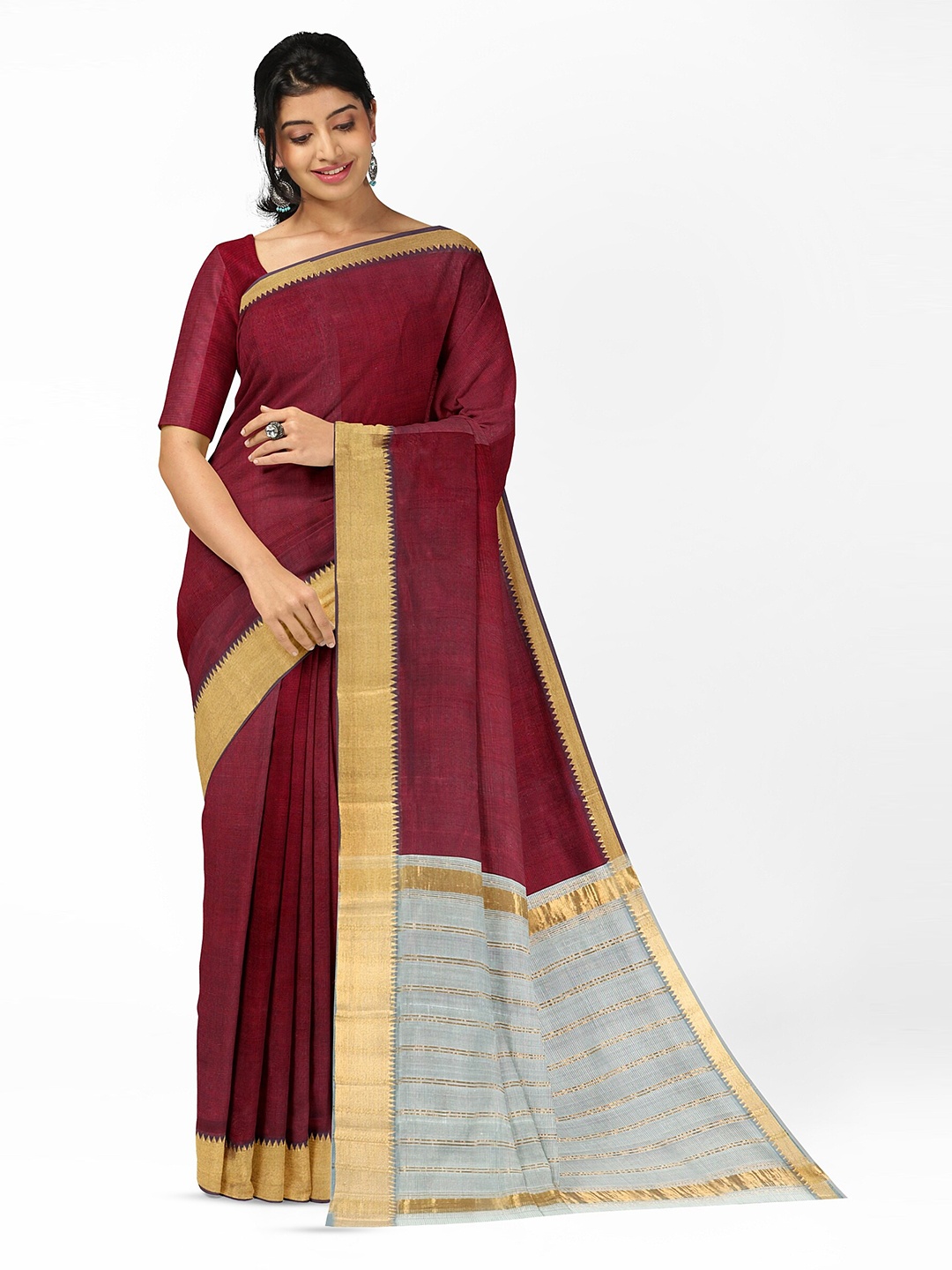 

APCO Pure Silk Mangalagiri Saree, Maroon