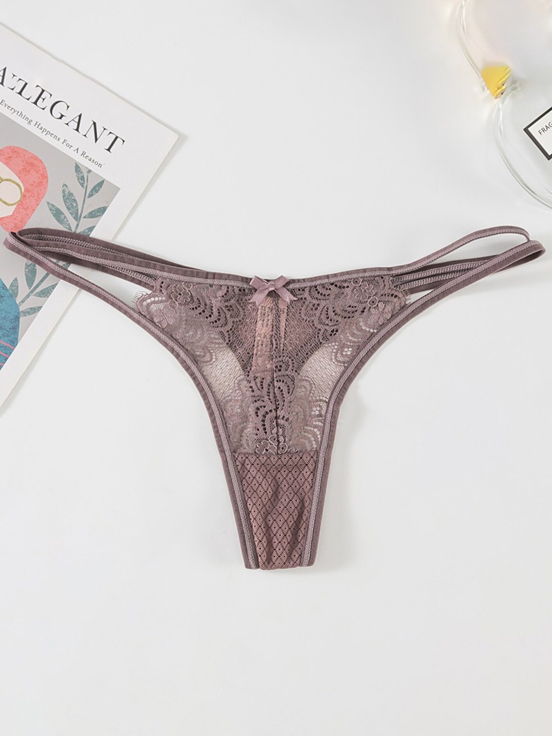 

LULU & SKY Self Design Thong Briefs, Purple