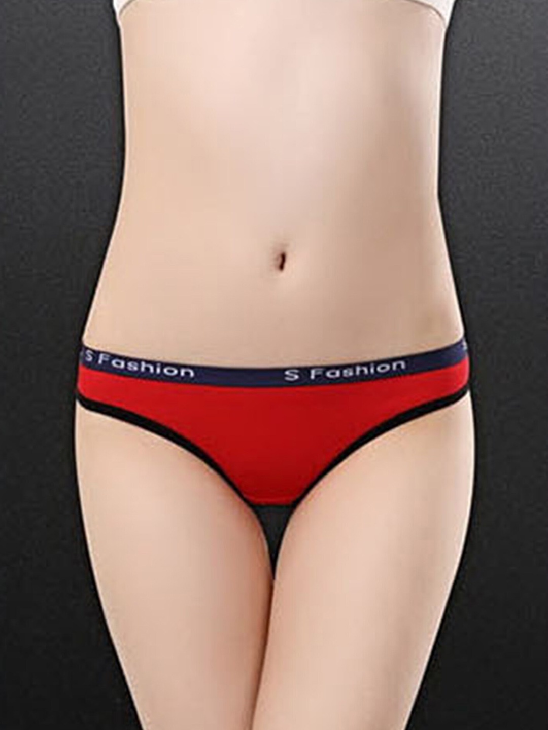

LULU & SKY Low Rise Typography Printed Thongs, Red