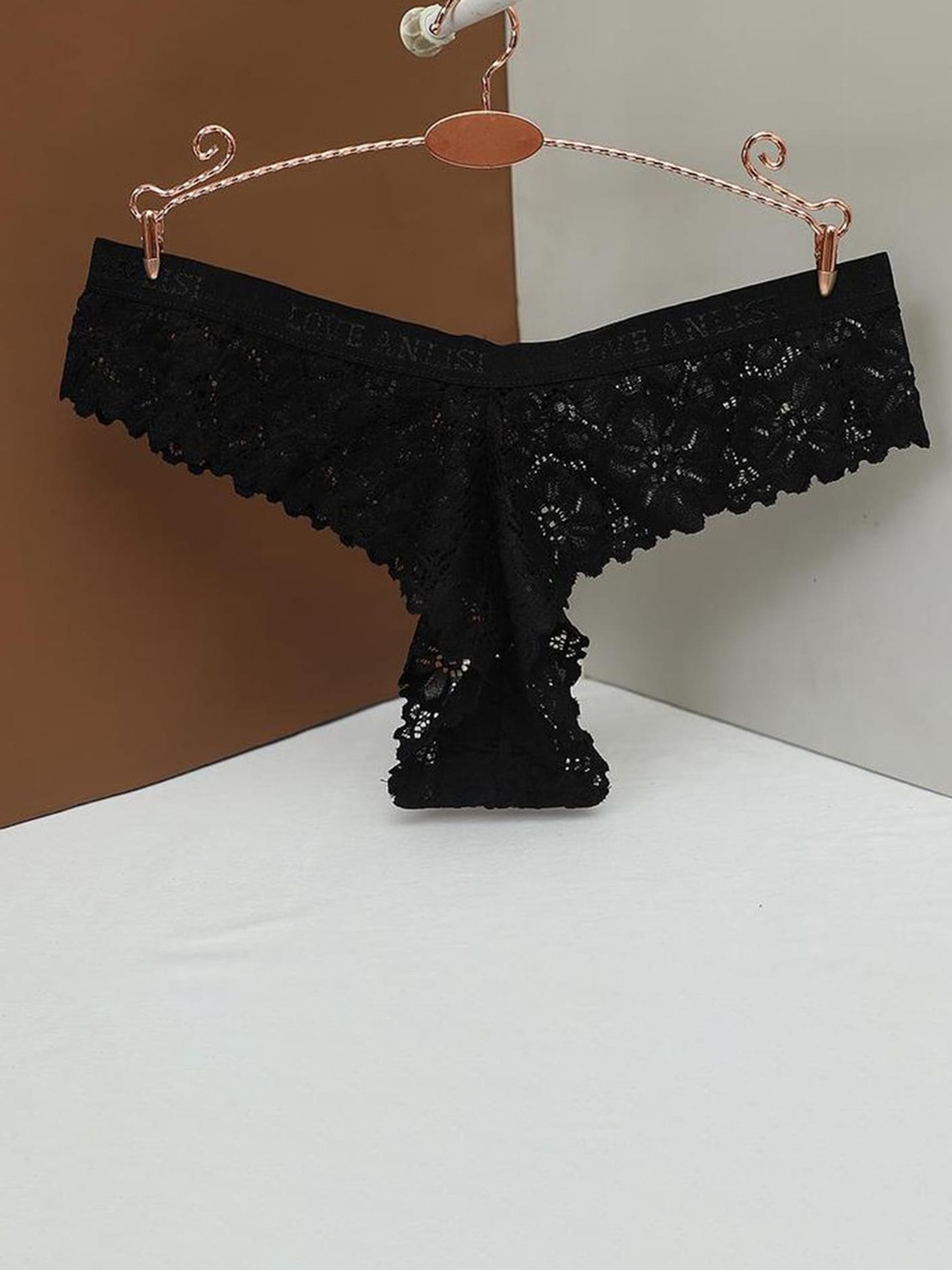 

LULU & SKY Self Design Thong Briefs, Black