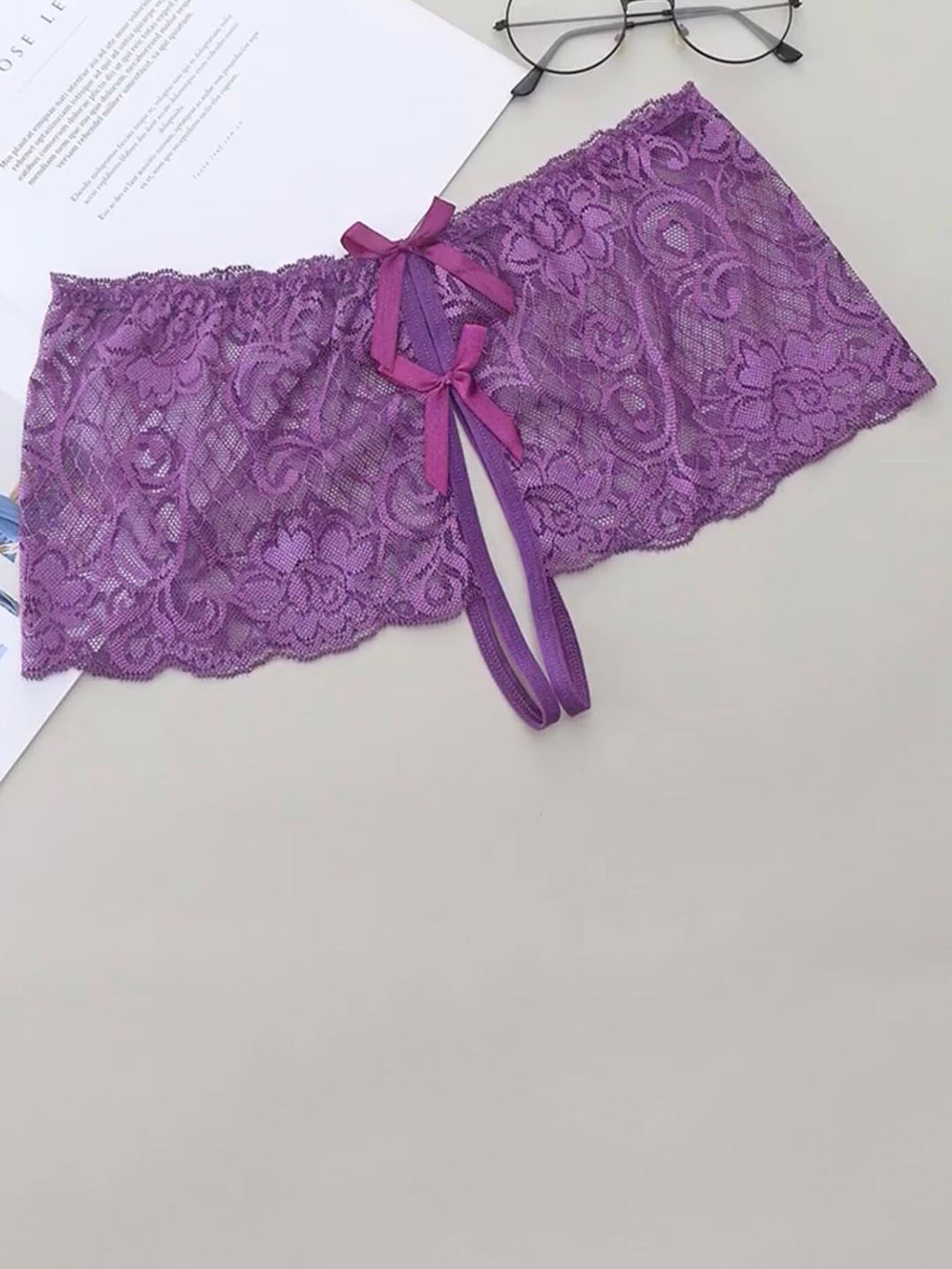

LULU & SKY Self-Designed Lace Mid-Rise Boy Short, Purple