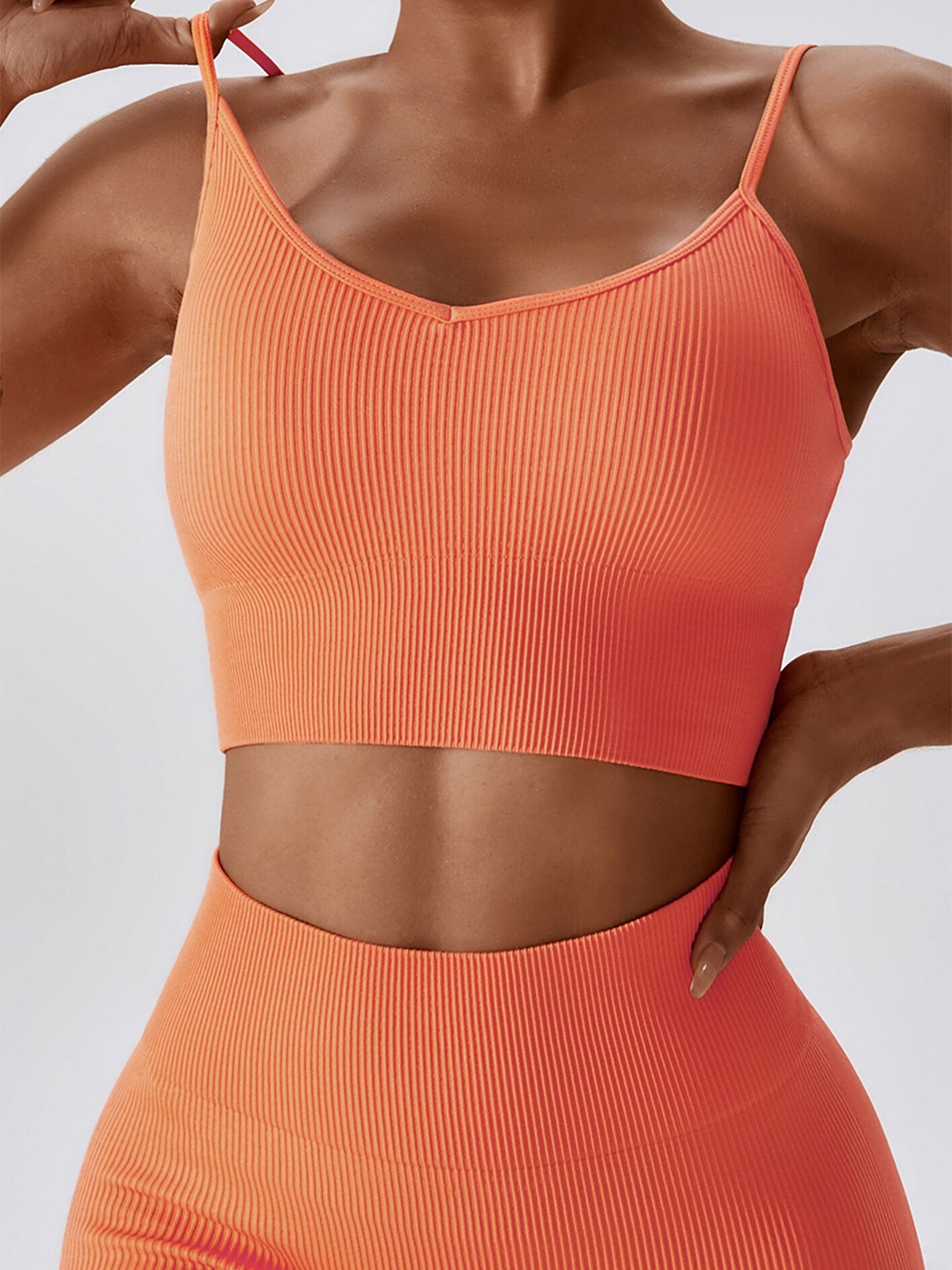 

LULU & SKY Medium Coverage Lightly Padded Workout Sports Bra All Day Comfort, Orange