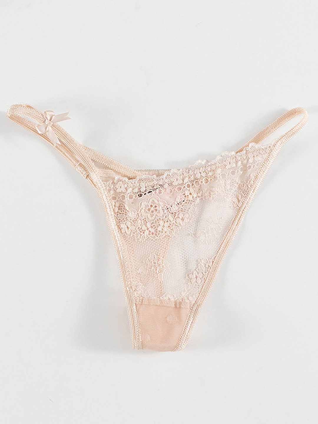 

LULU & SKY Self Designed Lace Thongs, Beige