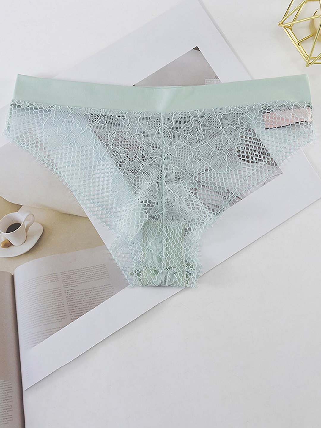 

LULU & SKY Self Design Low-Rise Thong Briefs, Green