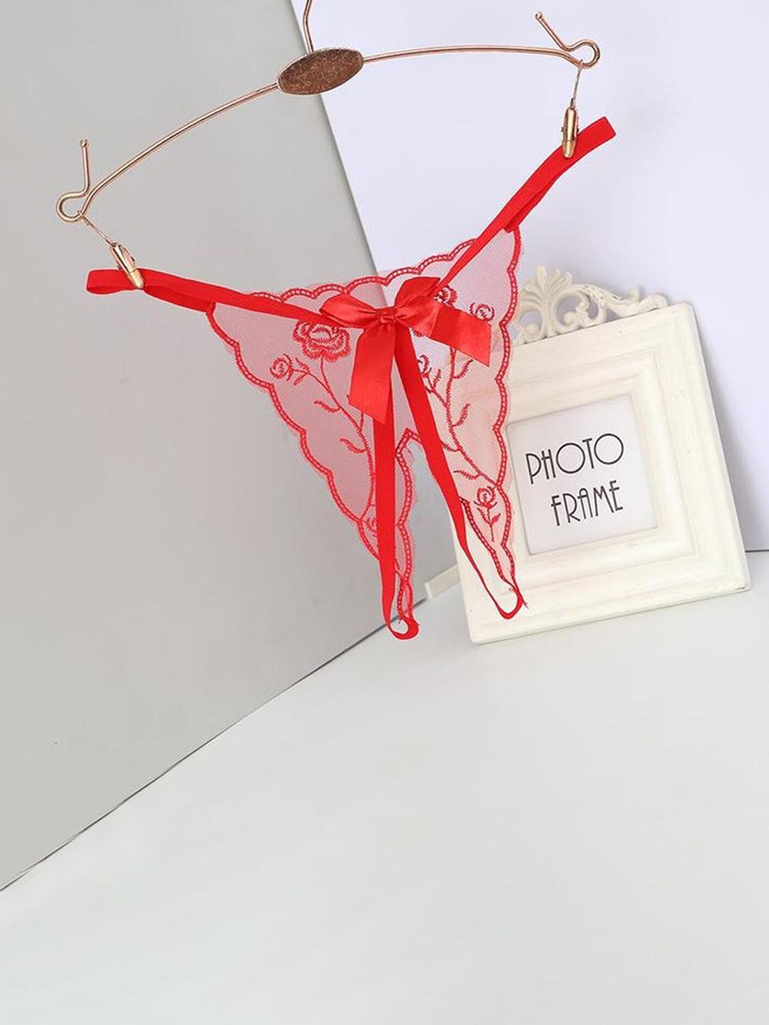 

LULU & SKY Ribbon Detail Thong Briefs, Red