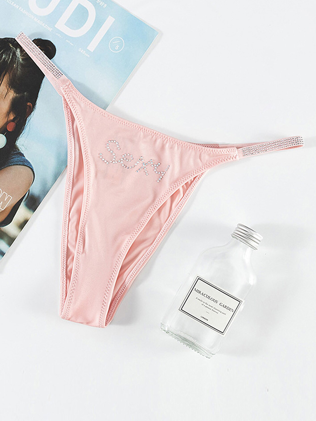 

LULU & SKY Studded T-Strap Thong Briefs, Pink