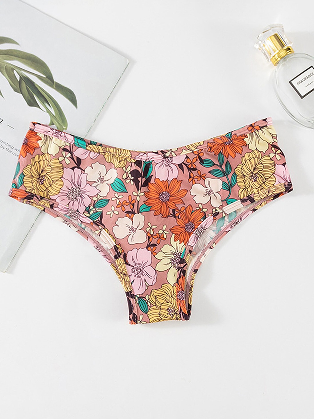 

LULU & SKY Floral Printed Seamless Low Rise Bikini Briefs, Pink