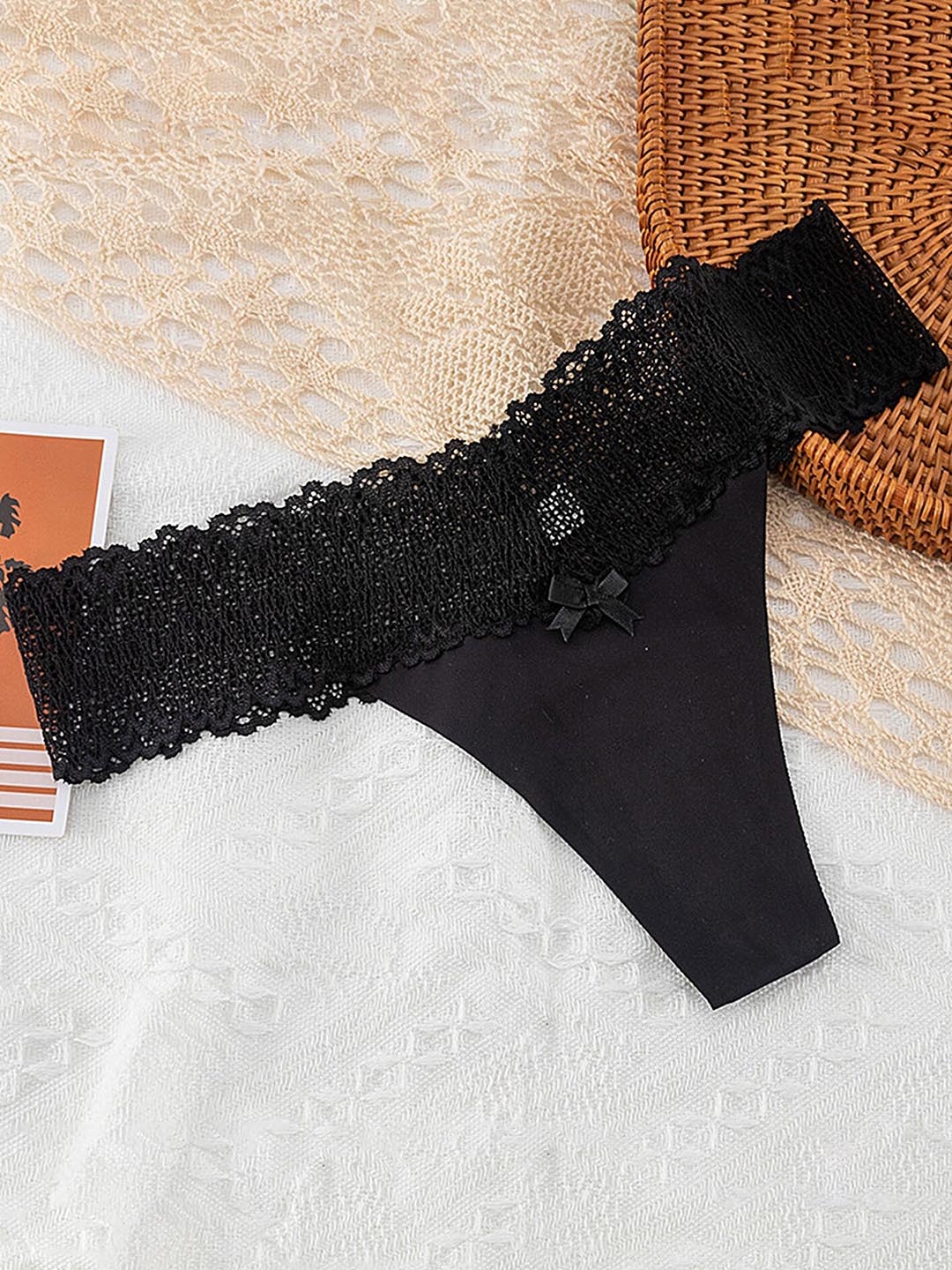 

LULU & SKY Self-Design Microfibre Thongs, Black