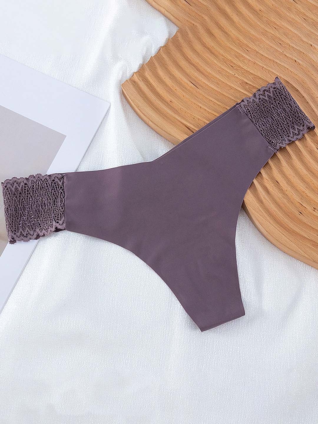 

LULU & SKY Low-Rise Thong Briefs, Purple