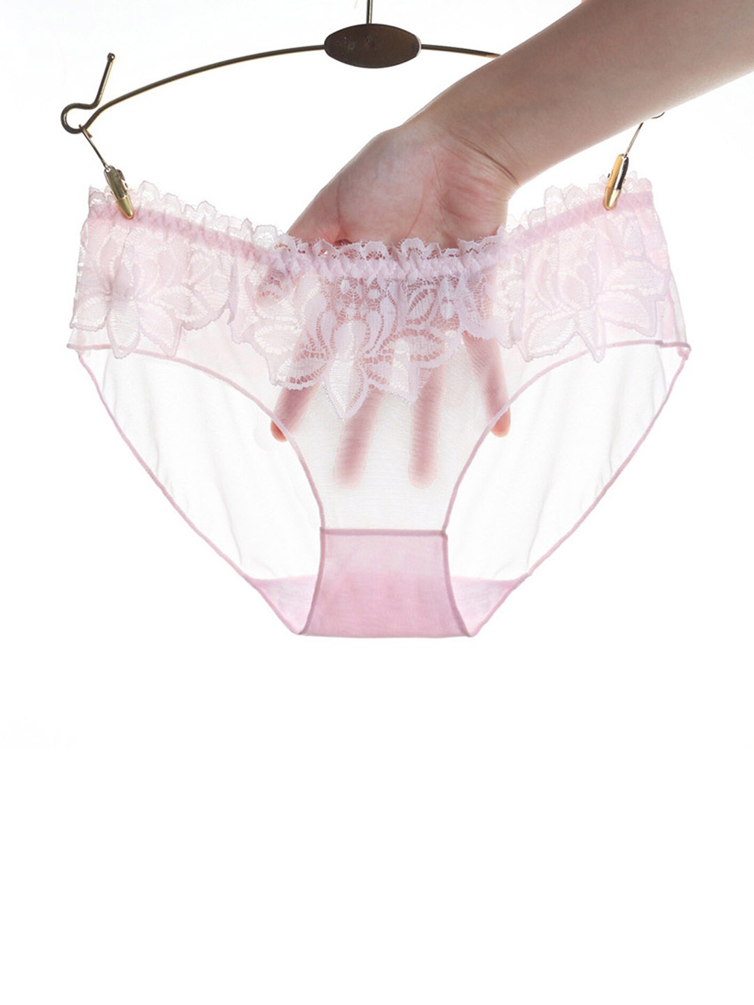 

LULU & SKY Lacy Transparent Bikini Briefs, Pink