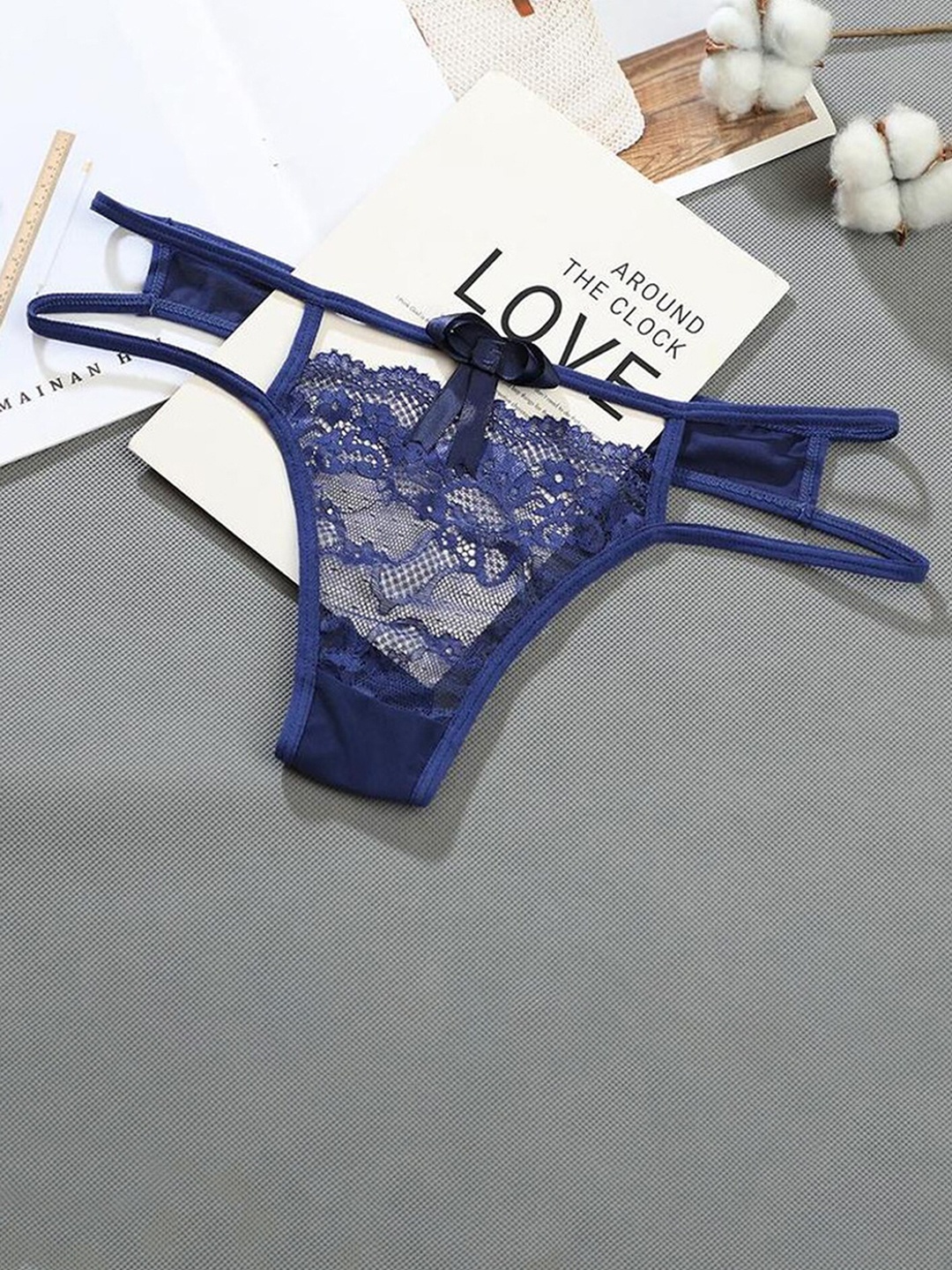 

LULU & SKY Self Design Thong Briefs, Blue