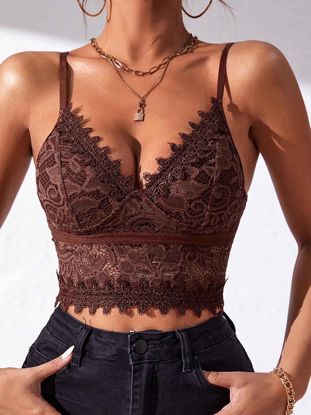 

LULU & SKY Medium Coverage Lightly Padded Bralette All Day Comfort, Brown