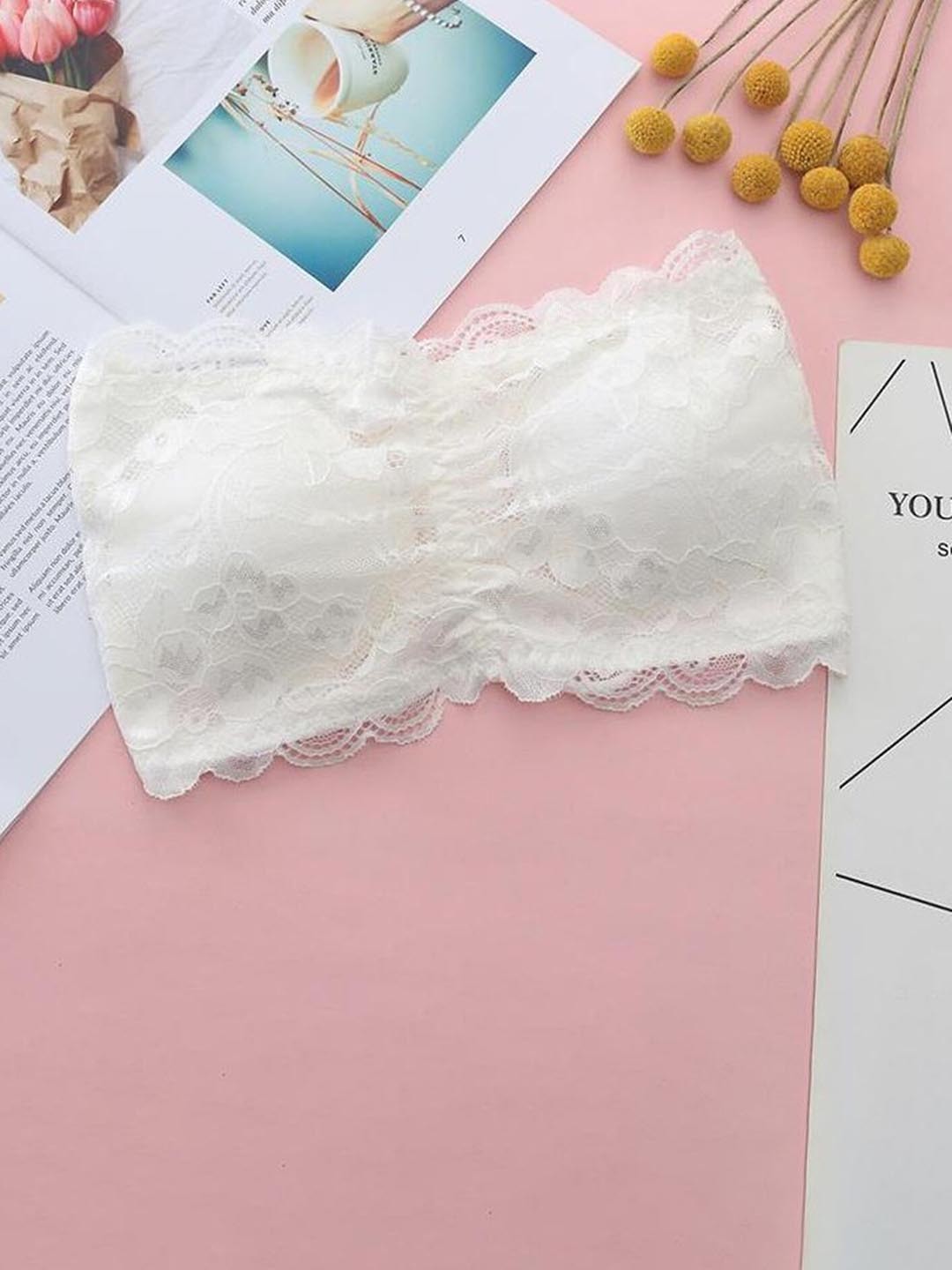 

LULU & SKY Medium Coverage Lightly Padded Bandeau Bra - All Day Comfort, White