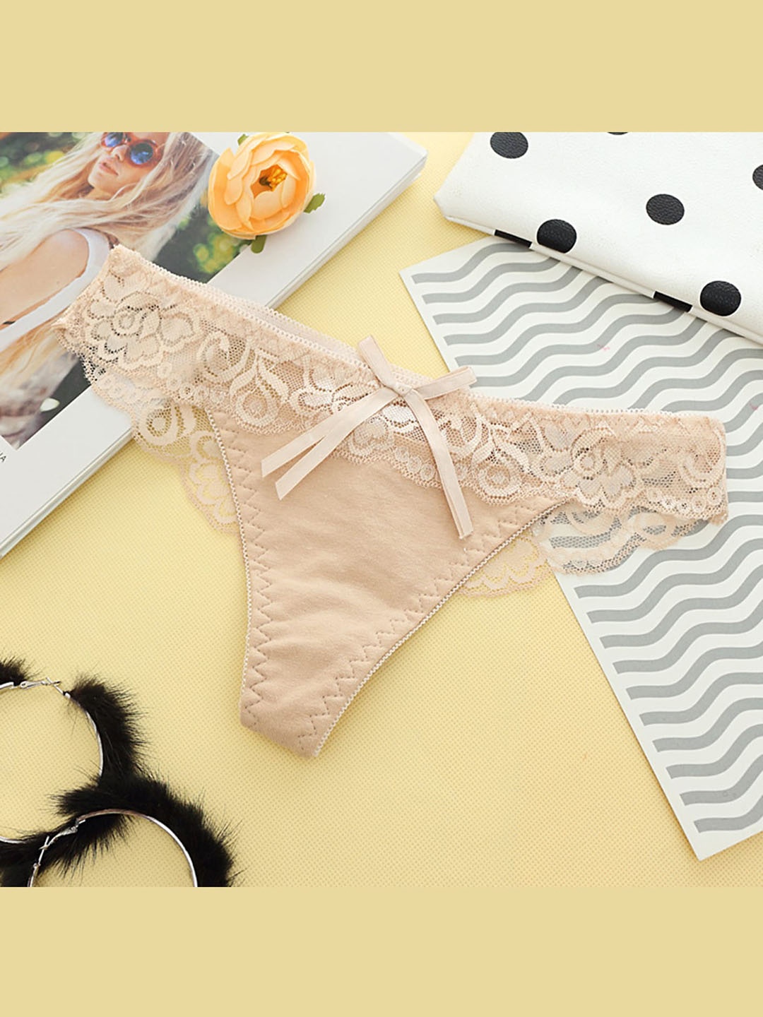 

LULU & SKY Self Designed Bikini Briefs, Beige
