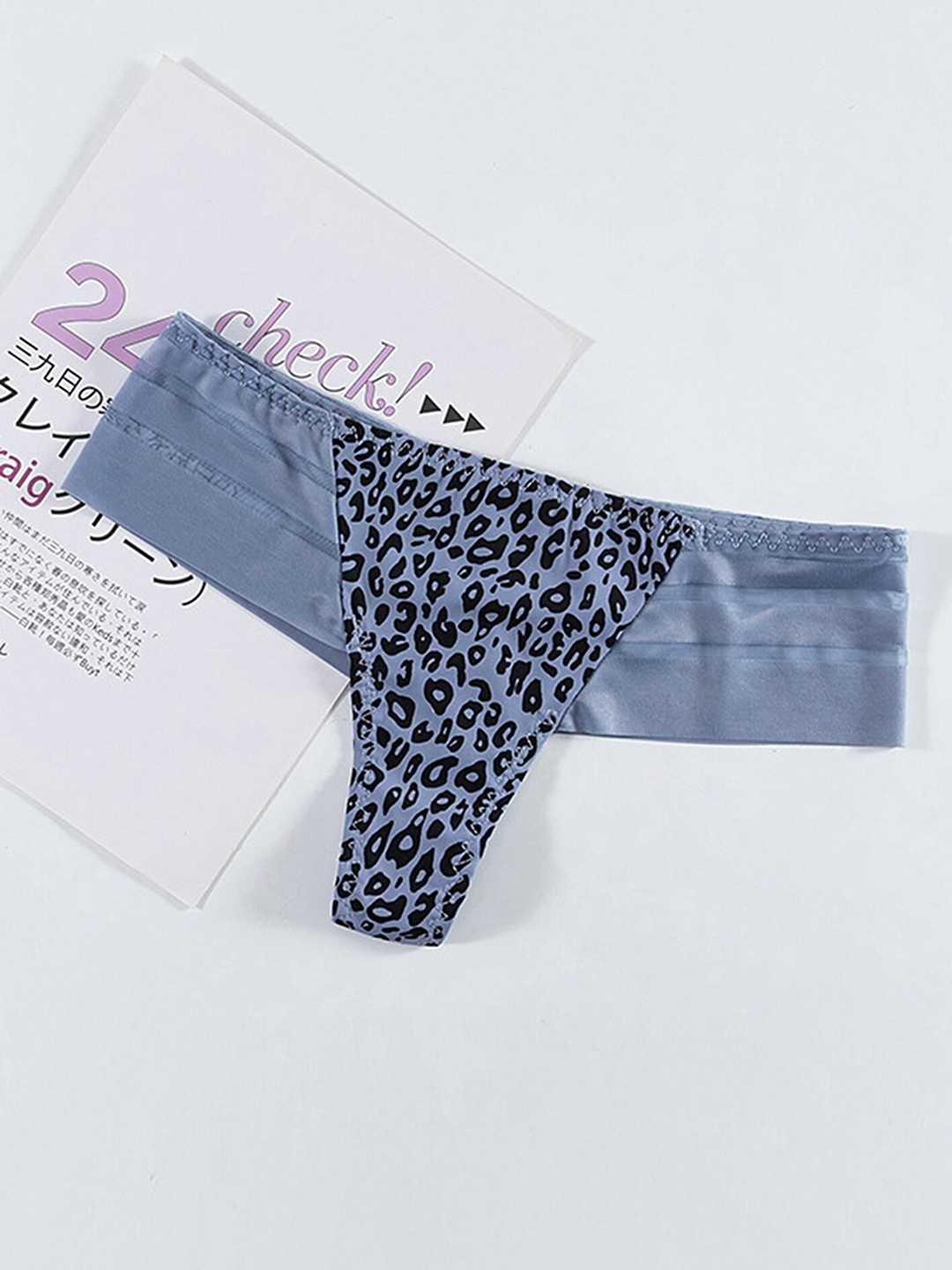 

LULU & SKY Abstract Printed Thong Briefs, Blue