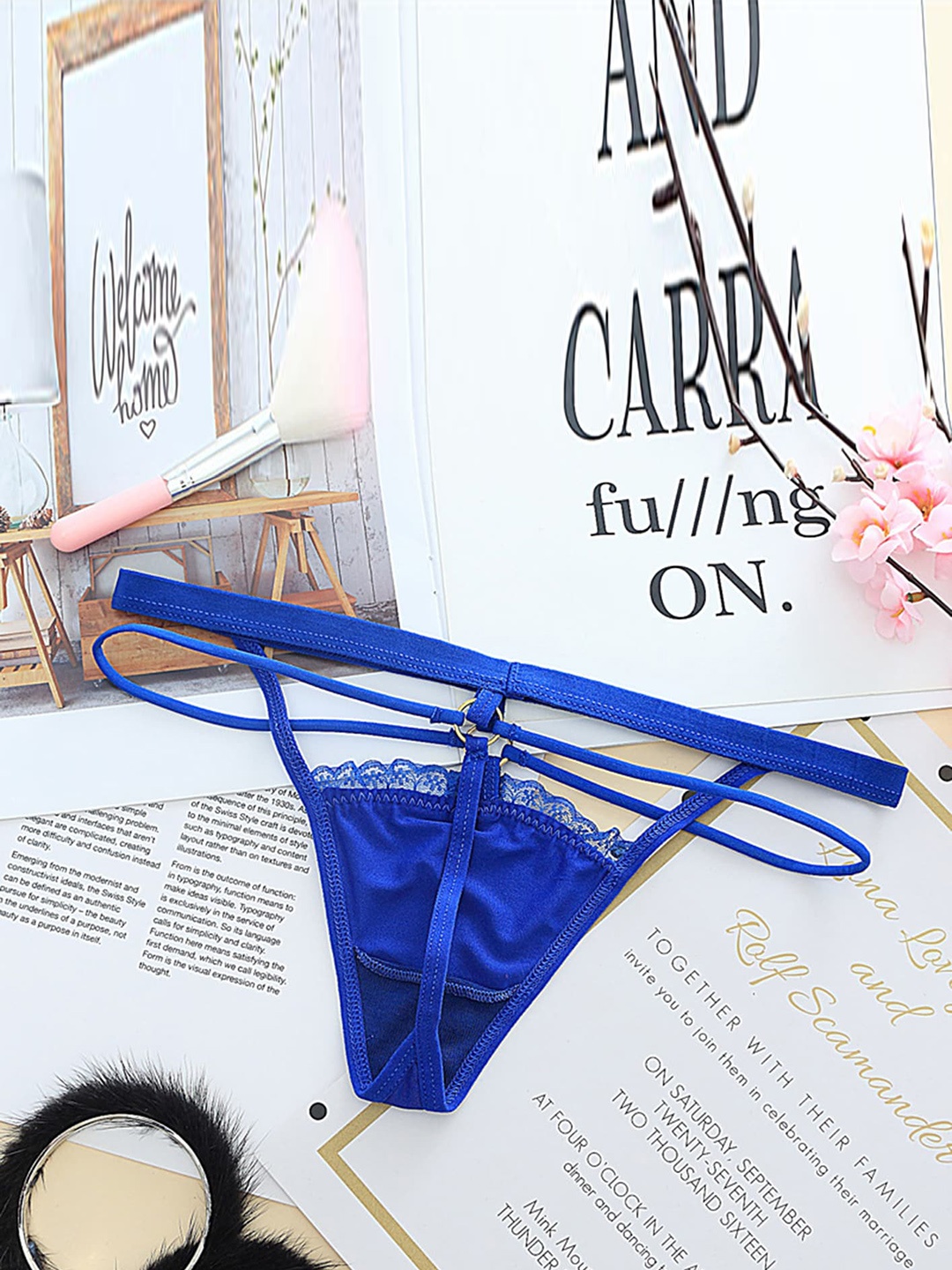 

LULU & SKY Self-designed Lace Thong Brief, Blue