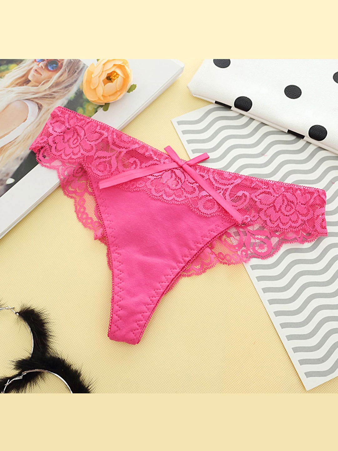 

LULU & SKY Self-Design Mid-Rise Bikini Briefs, Fuchsia