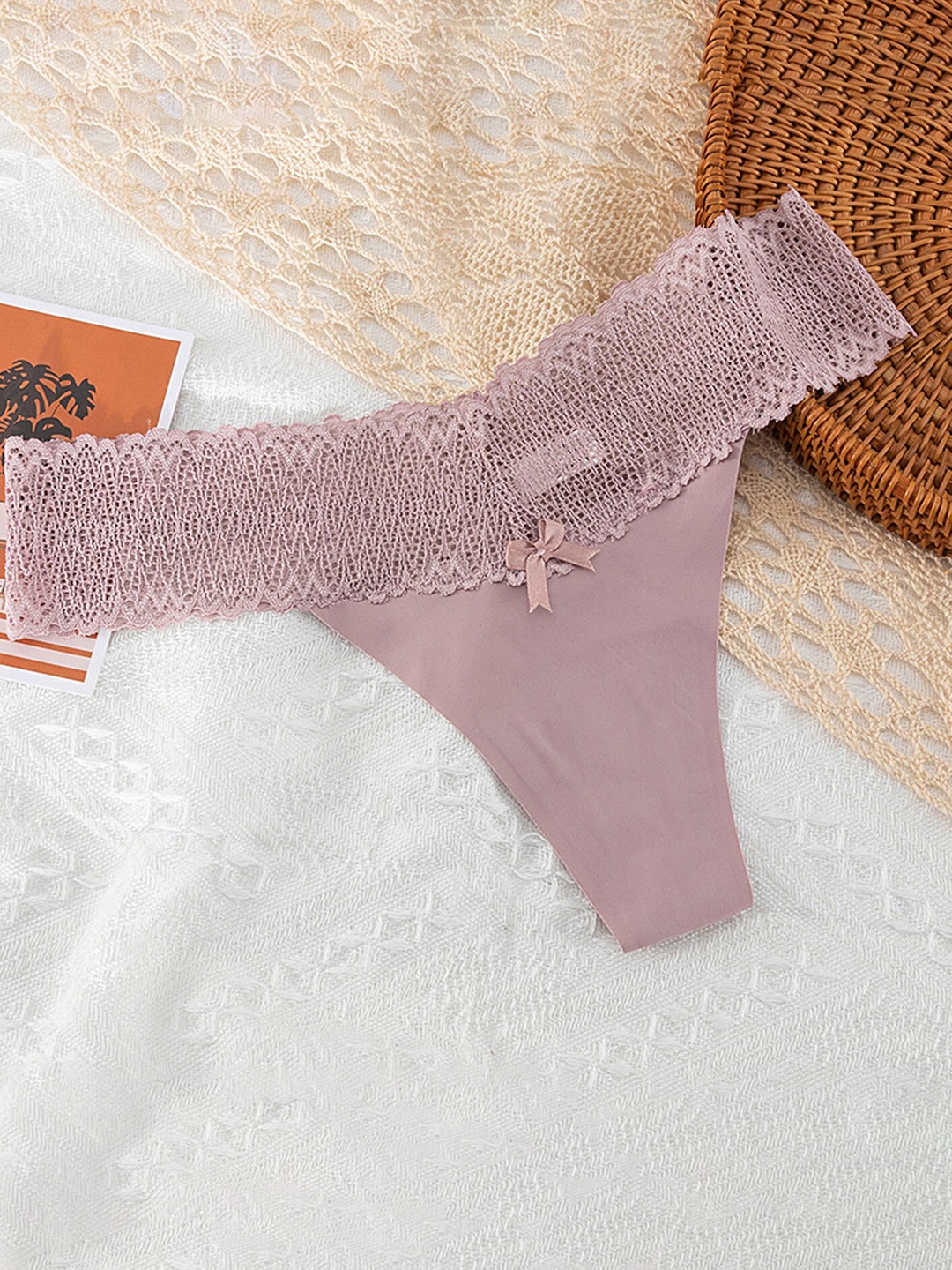 

LULU & SKY Self-Designed Lace Thong Brief, Pink