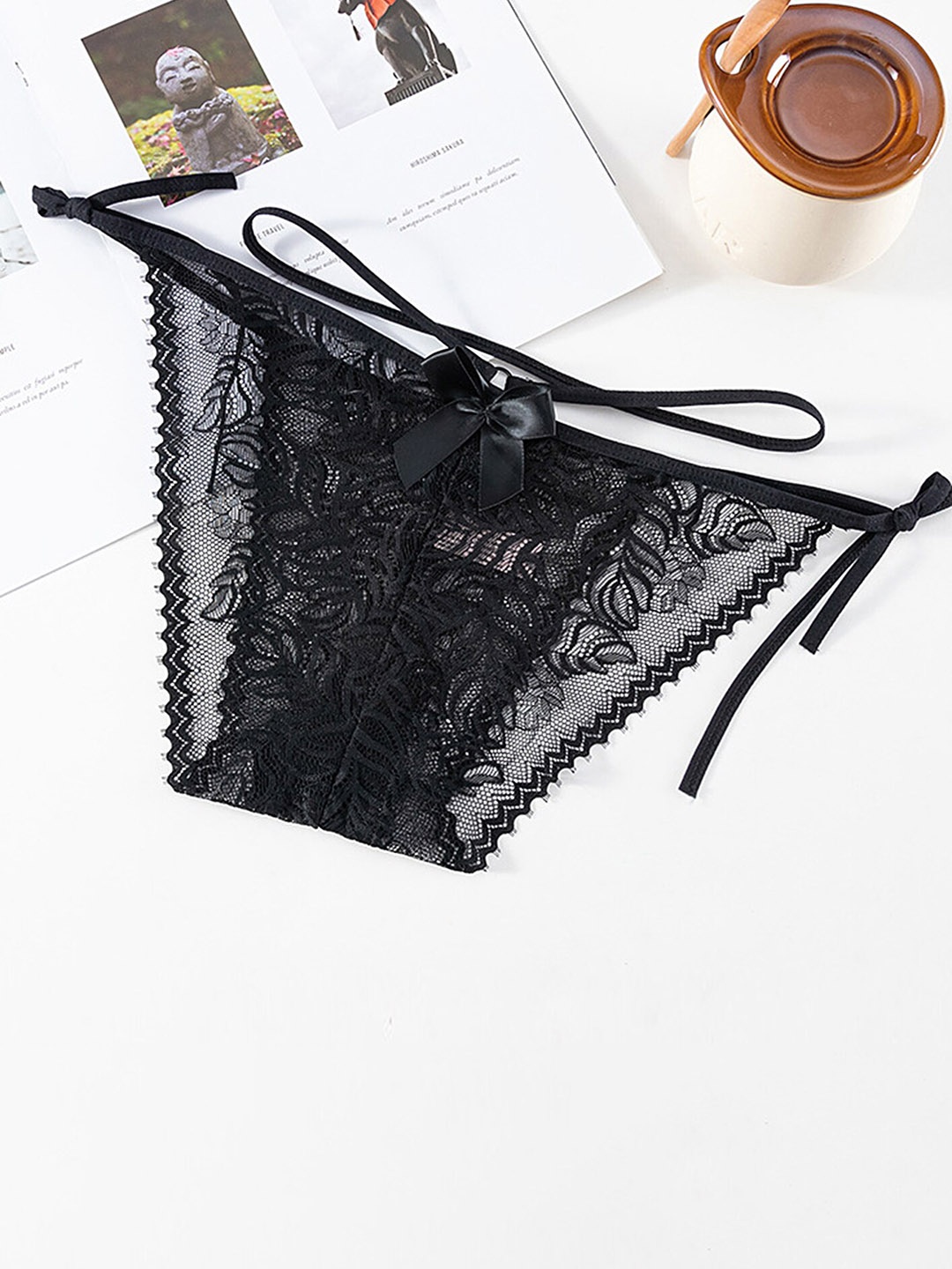 

LULU & SKY Self-Designed Thong Briefs, Black