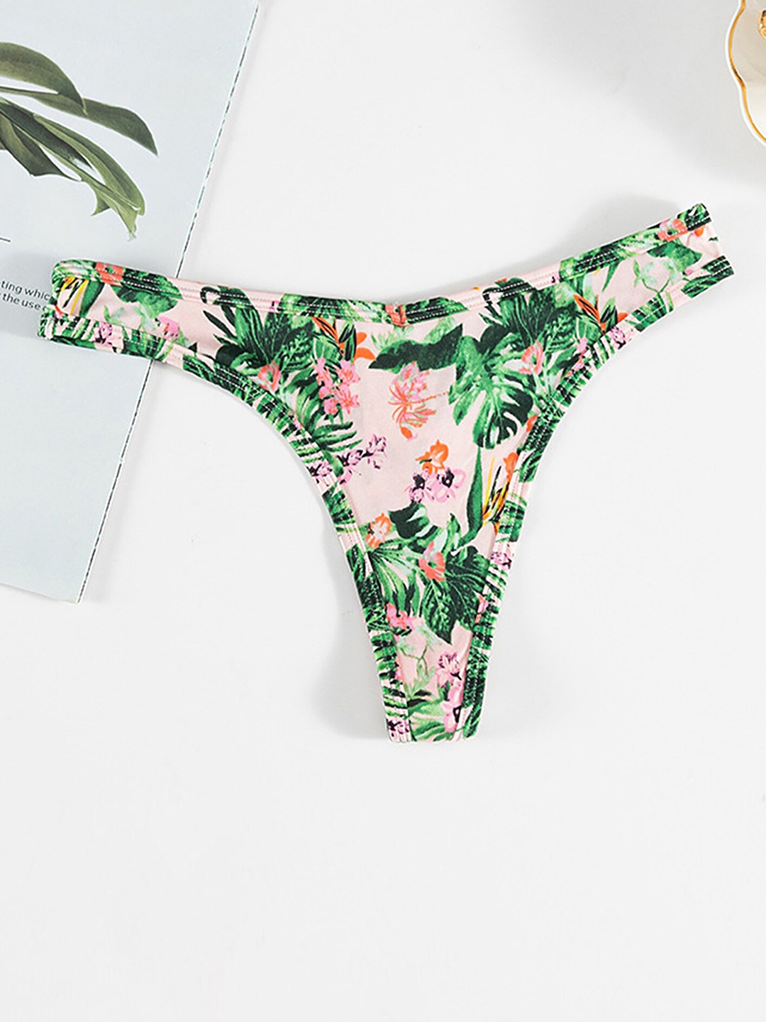 

LULU & SKY Tropical Printed Thongs Briefs, Pink