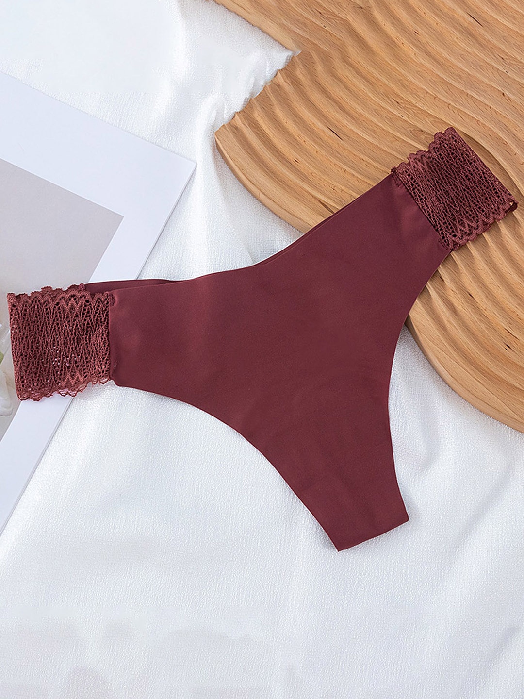 

LULU & SKY Mid-Rise Thongs Briefs, Brown