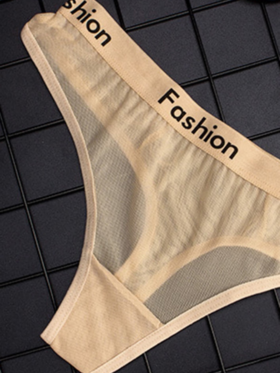 

LULU & SKY Self Design Low-Rise Thong Briefs, Beige