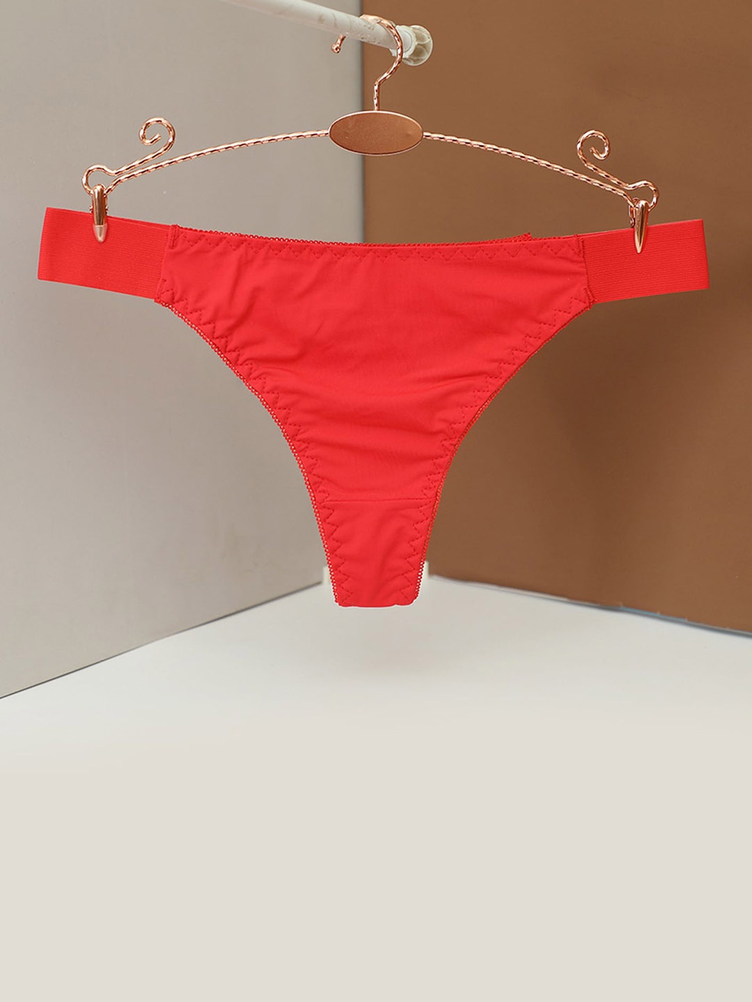 

LULU & SKY Mid-Rise Thong Briefs, Red