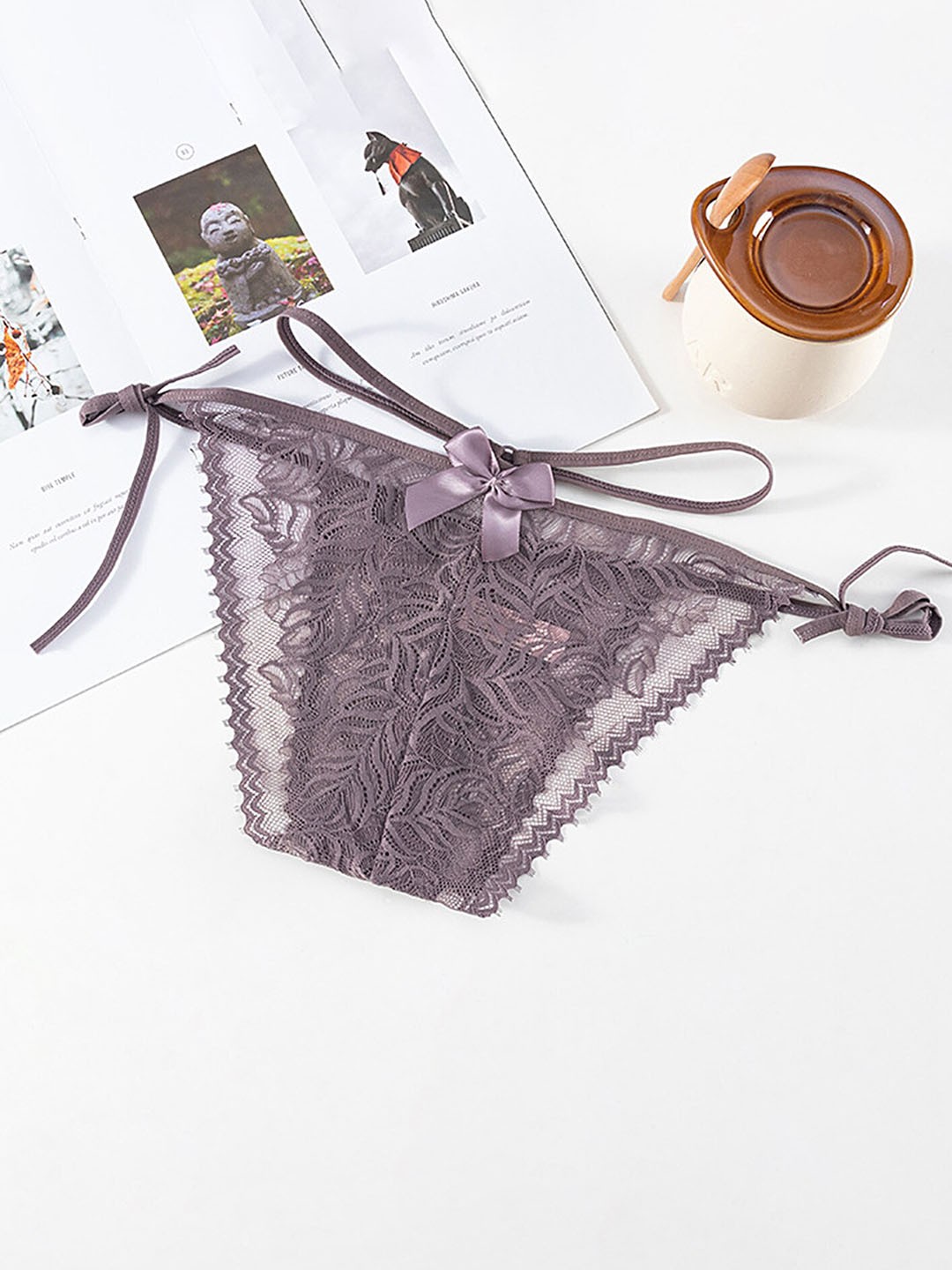 

LULU & SKY Self-Design Mid-Rise Thongs Briefs, Purple