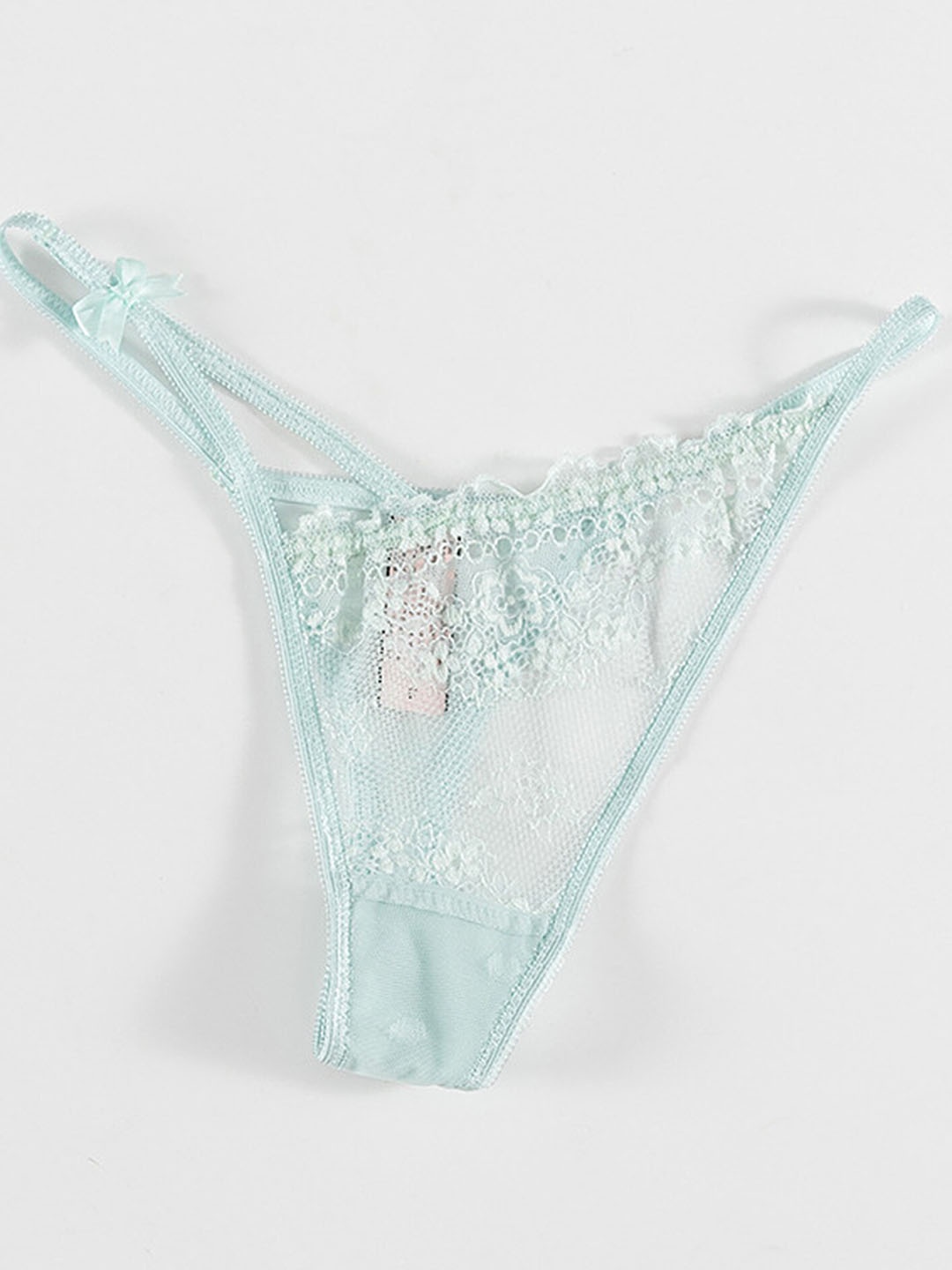 

LULU & SKY Floral Laced Mid-Rise Thongs, Green