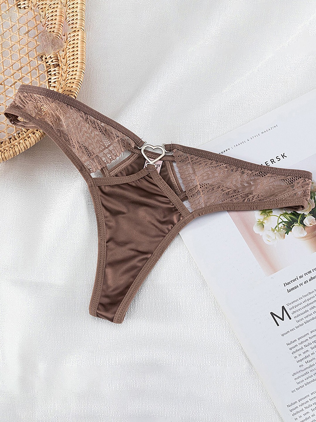 

LULU & SKY Self-Design Thong Briefs, Brown