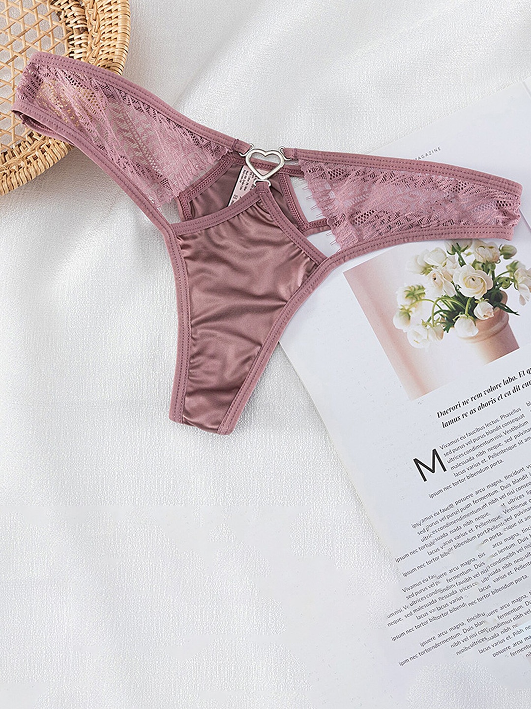 

LULU & SKY Self Design Thong Briefs, Pink
