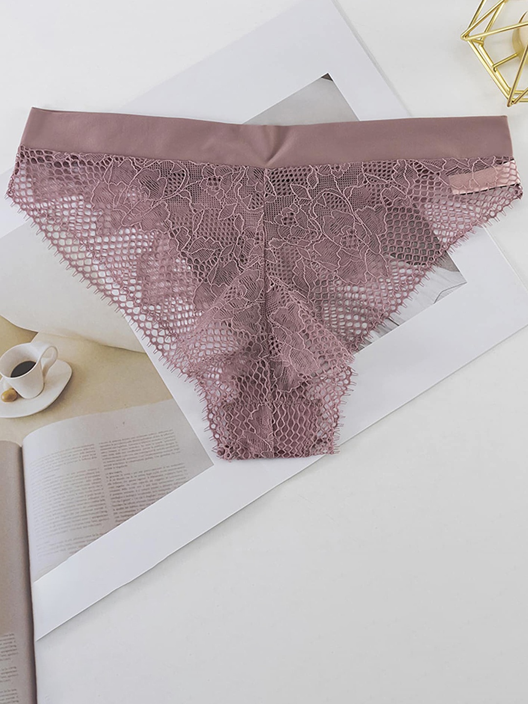 

LULU & SKY Self Design Mid Rise Thongs, Pink