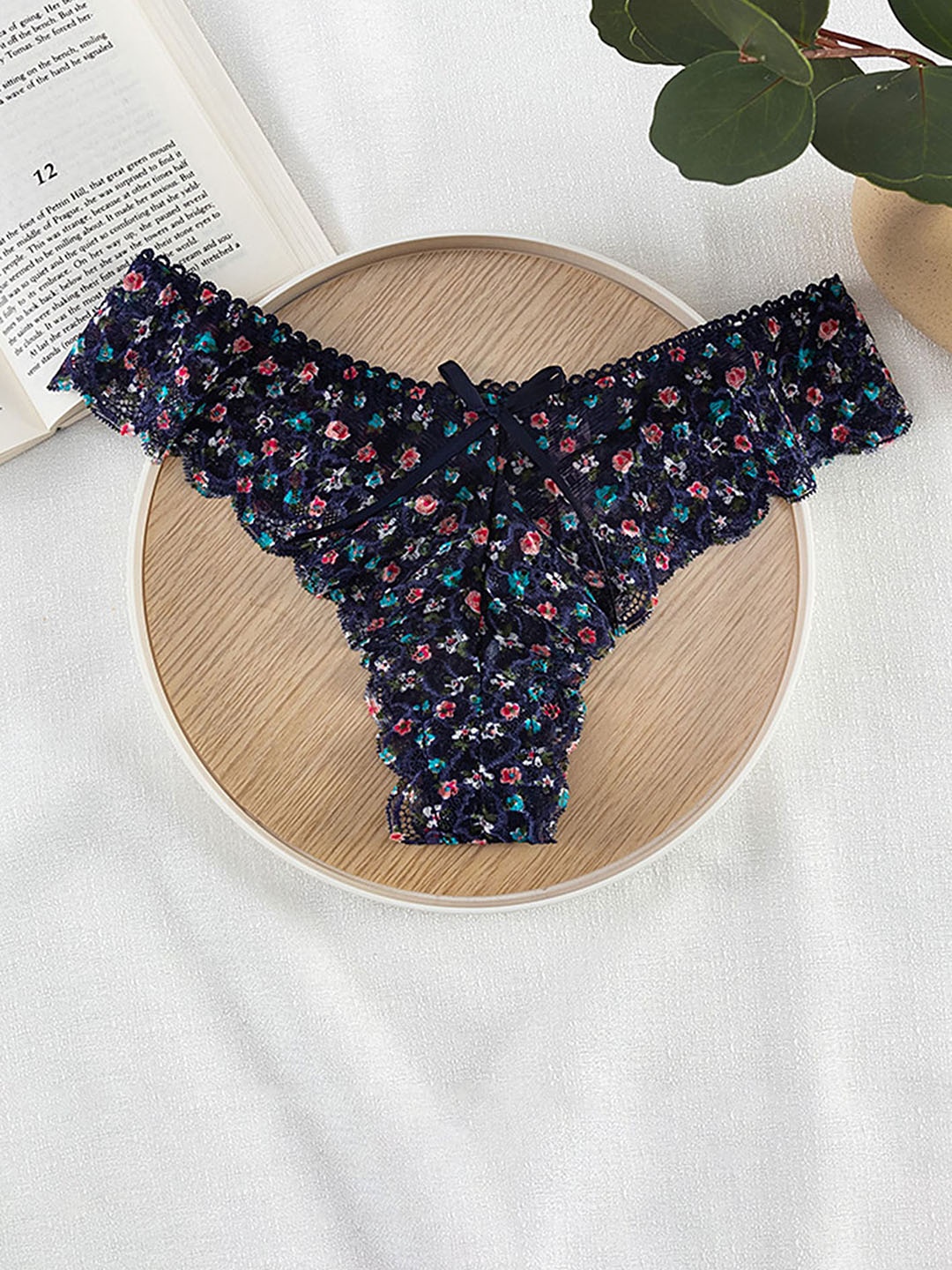 

LULU & SKY Floral Printed Thongs, Navy blue