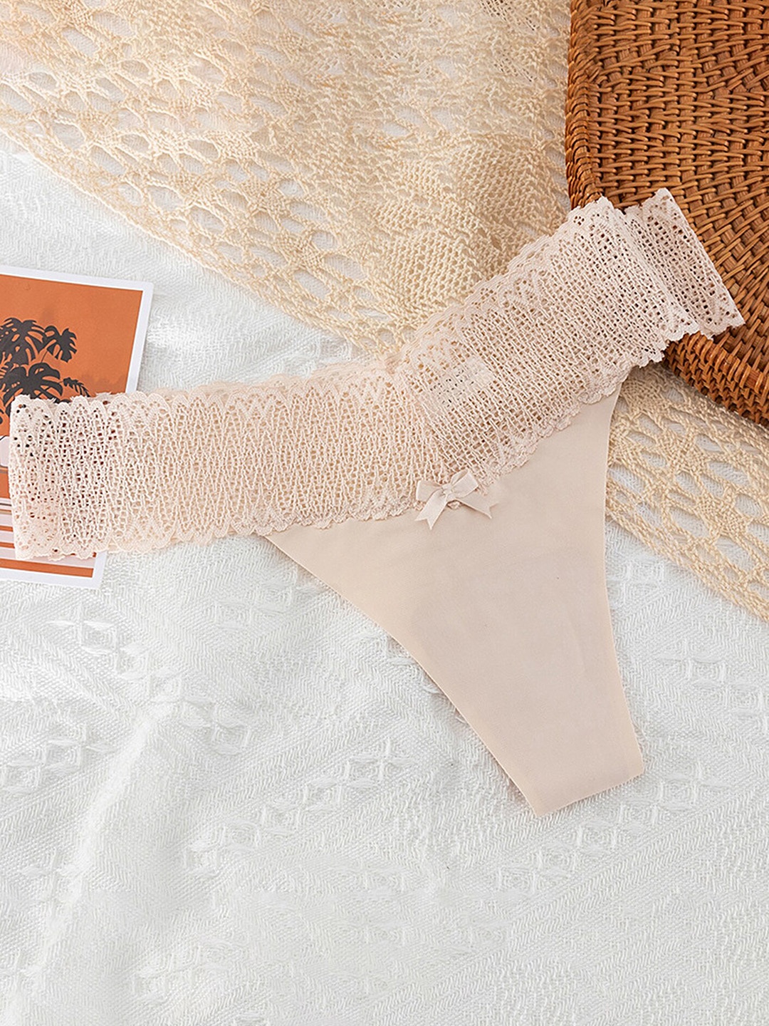 

LULU & SKY Self-Design Thong Briefs, Beige