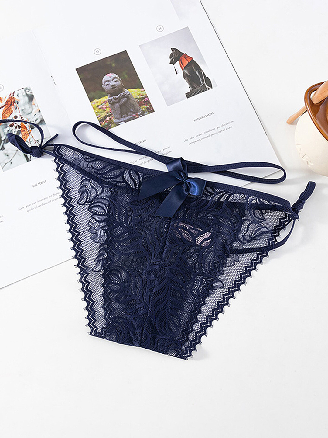 

LULU & SKY Self Design Thong Briefs Q8204-DARK BLUE