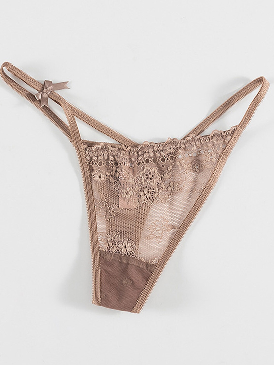 

LULU & SKY Self Design Thong Briefs, Coffee brown