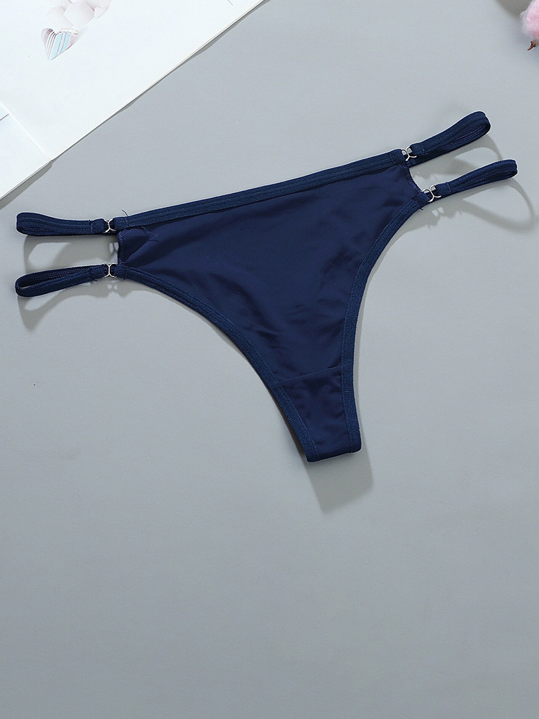 

LULU & SKY Thin Strap Thong Briefs, Blue