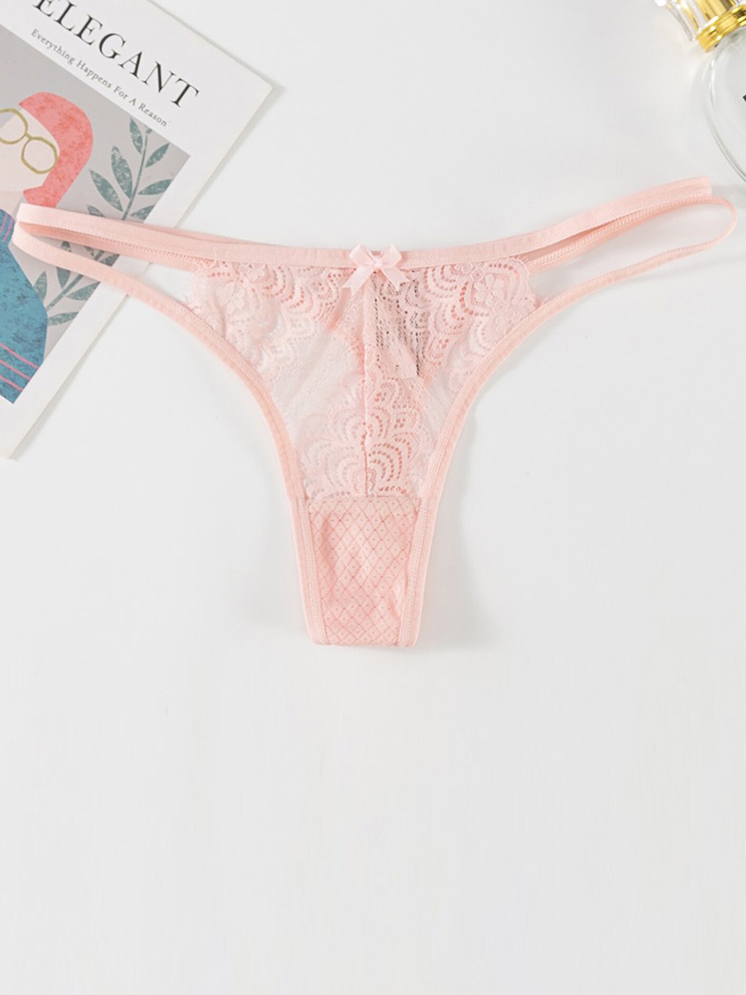 

LULU & SKY Self Design Low-Rise Thong Briefs, Pink