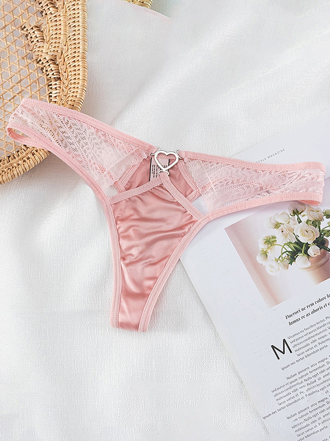

LULU & SKY Self Design Thong Briefs, Pink