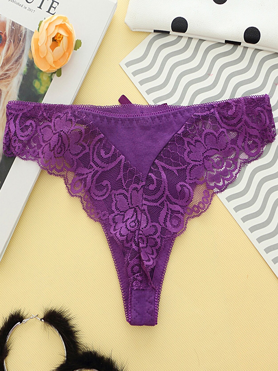 

LULU & SKY Self Design Low-Rise Bikini Briefs, Purple
