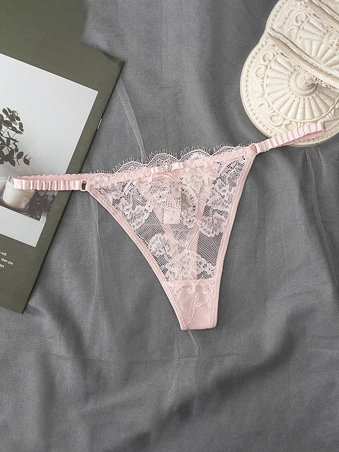

LULU & SKY Self Design Thong Briefs, Pink