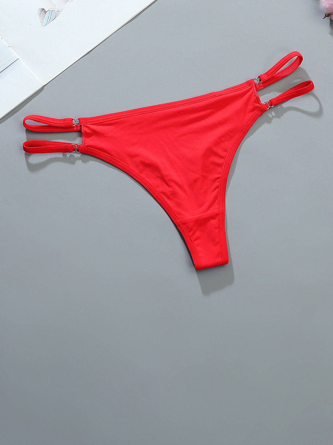 

LULU & SKY Double Strap Thong Briefs, Red