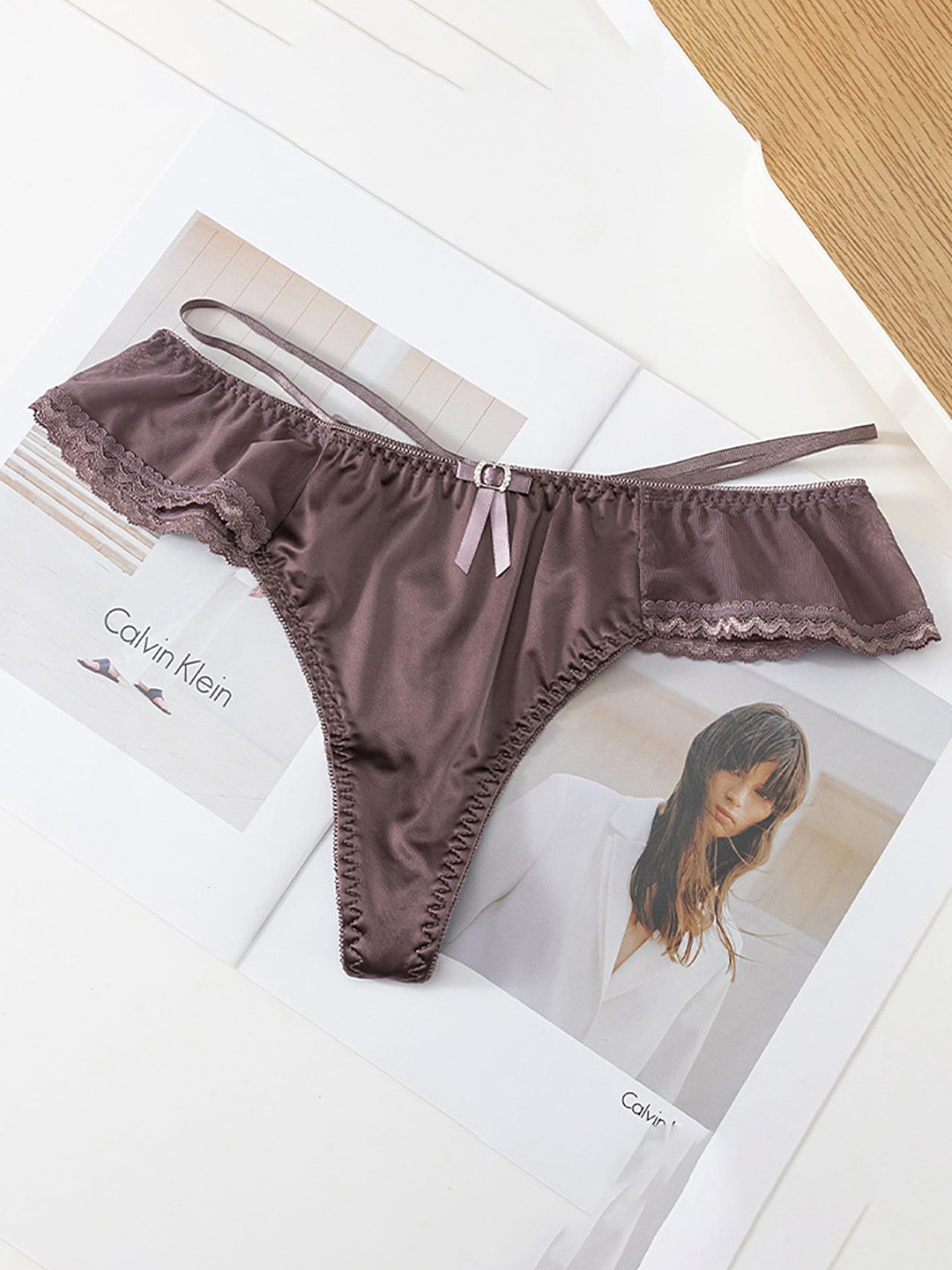 

LULU & SKY Mid Rise Thong Brief, Purple