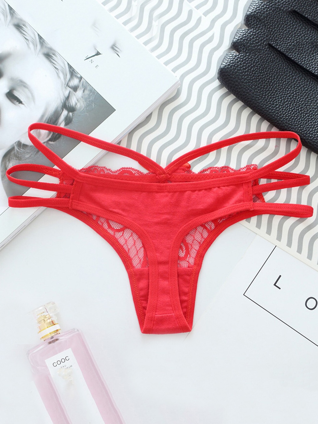 

LULU & SKY Self-Design Thongs Briefs - KS-6802-RED