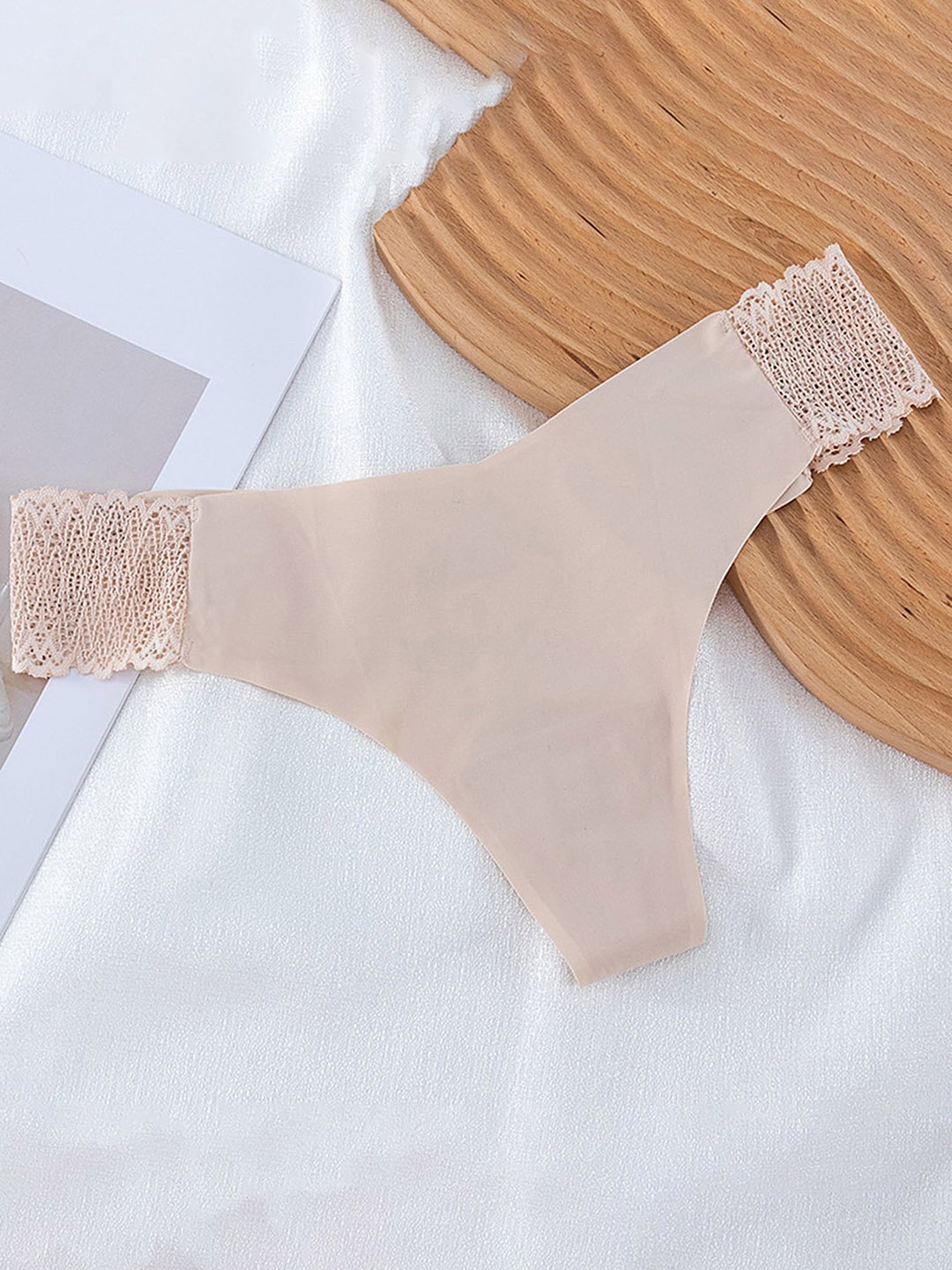

LULU & SKY Self Design Seamless Thongs Brief, Pink