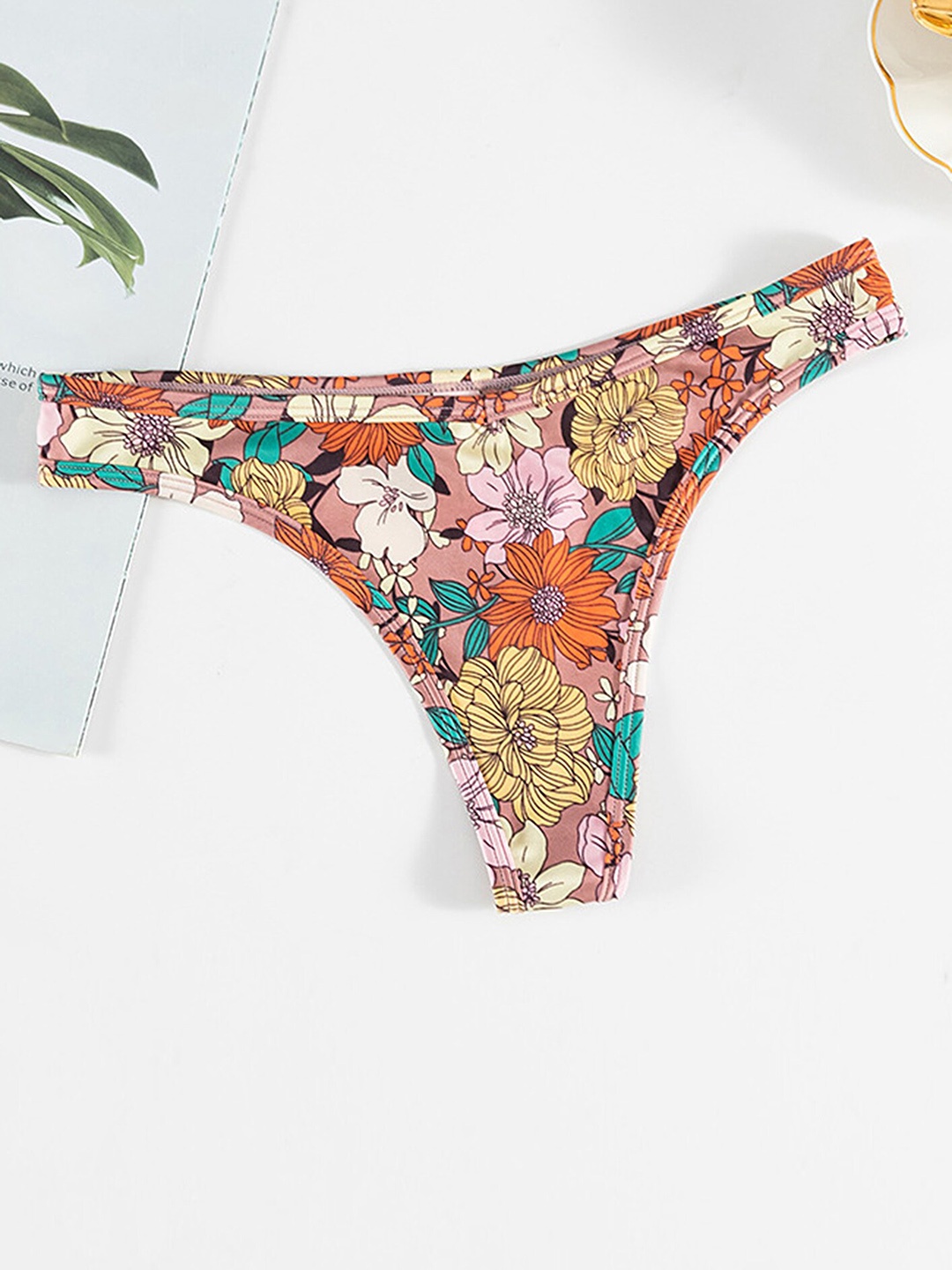 

LULU & SKY Floral Printed Thongs Briefs, Pink