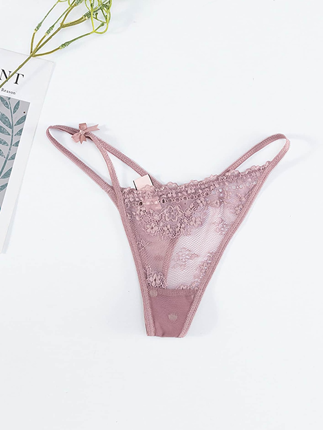 

LULU & SKY Self Design Thong Briefs, Pink