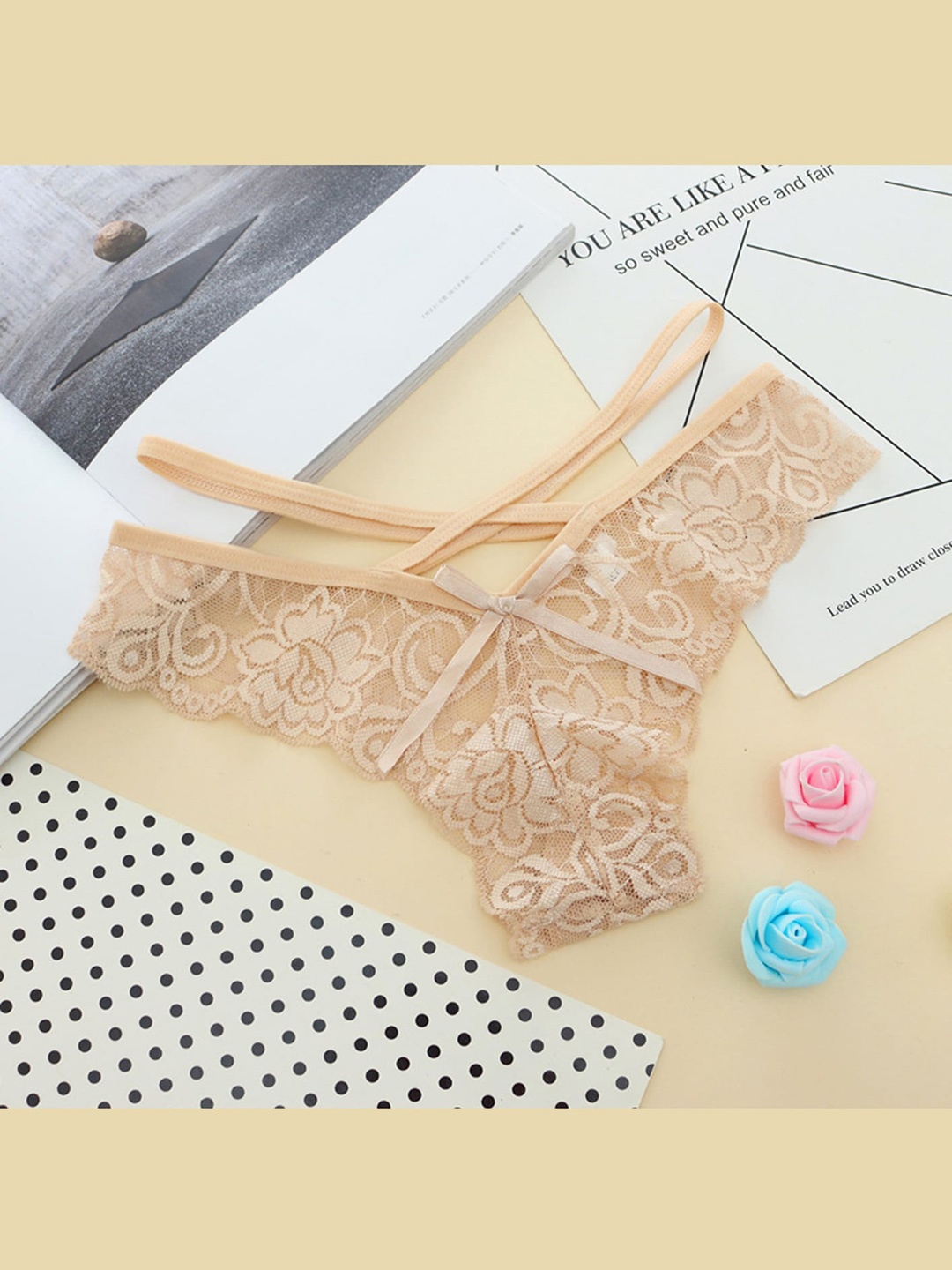 

LULU & SKY Self-Design Thongs Briefs, Nude