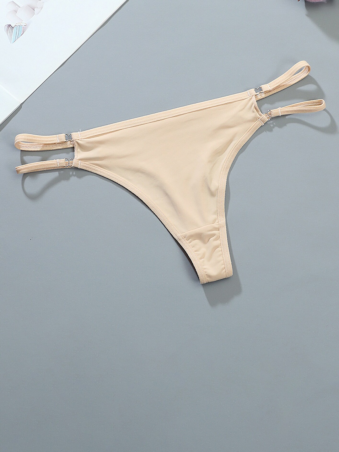 

LULU & SKY Thin-Strap Thongs Briefs, Nude