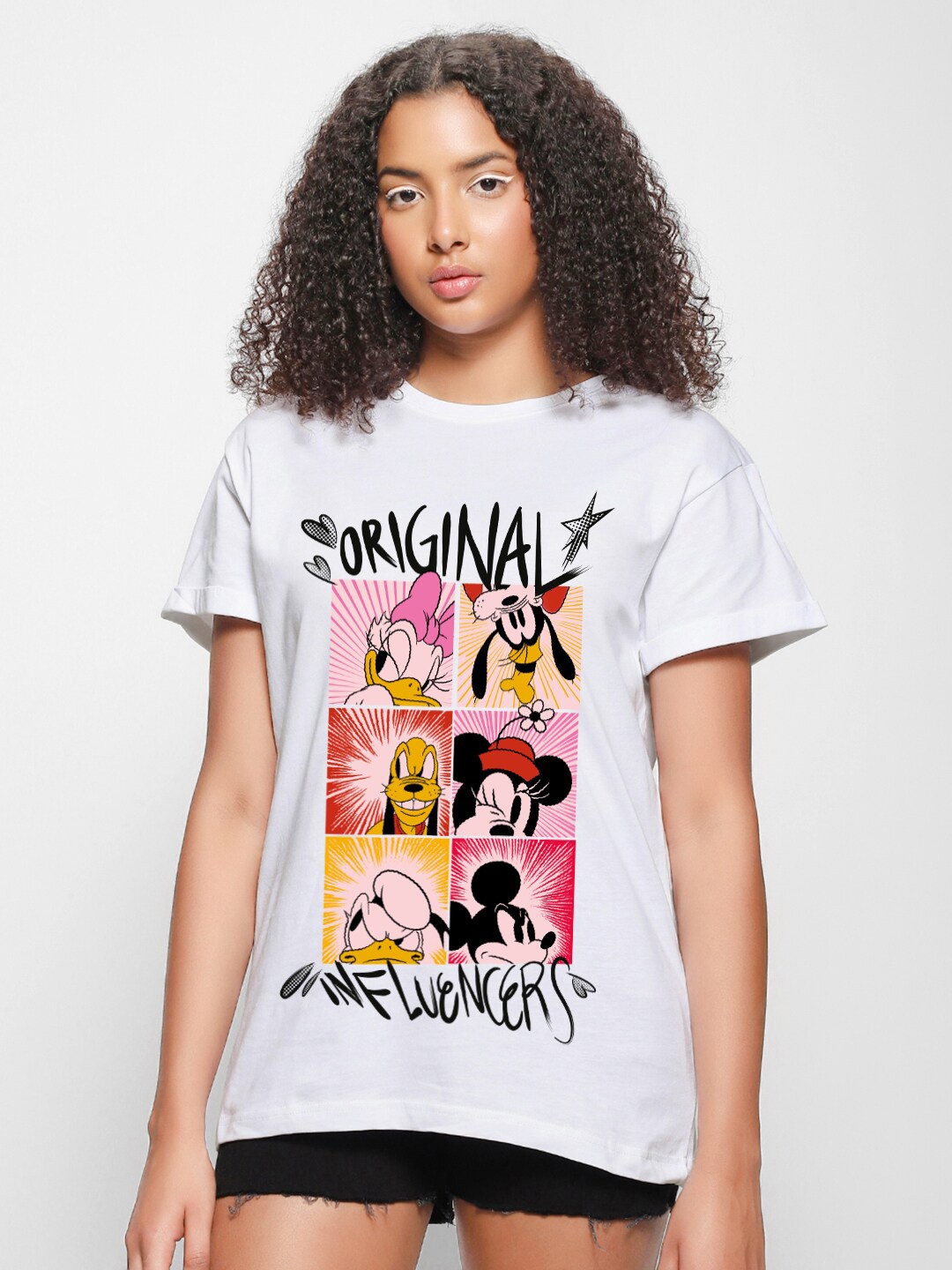 

Bewakoof White Disney Graphic Printed Relaxed Fit Cotton T-shirt